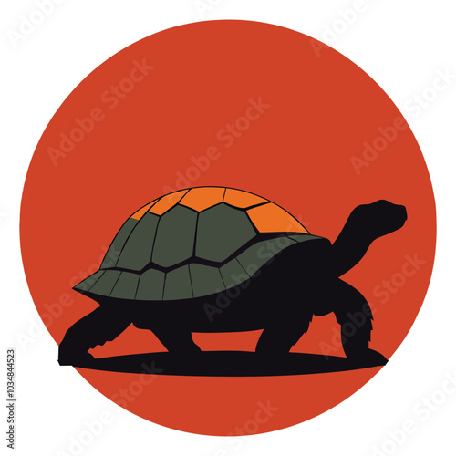 Tortoise vector silhouette on white background Adobe Illustrator Artwork