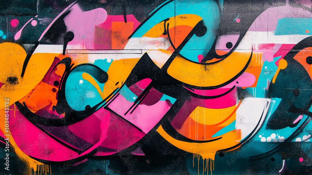 Abstract Colorful Graffiti Art on Wall Urban Street Art Background Abstract Colorful Graffiti Art on Wall Urban Street Art Background