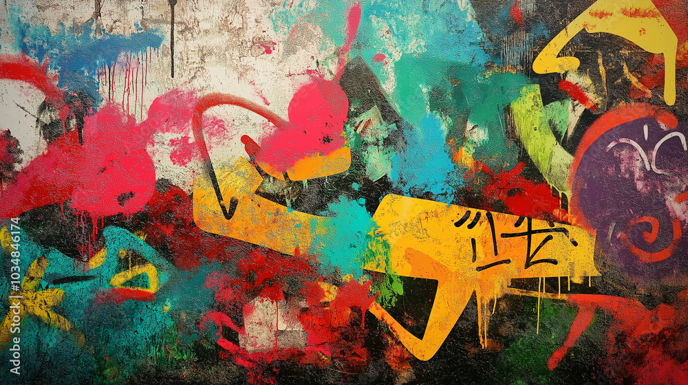 Abstract Colorful Spray Paint Graffiti Art on Urban Wall Abstract Colorful Spray Paint Graffiti Art on Urban Wall