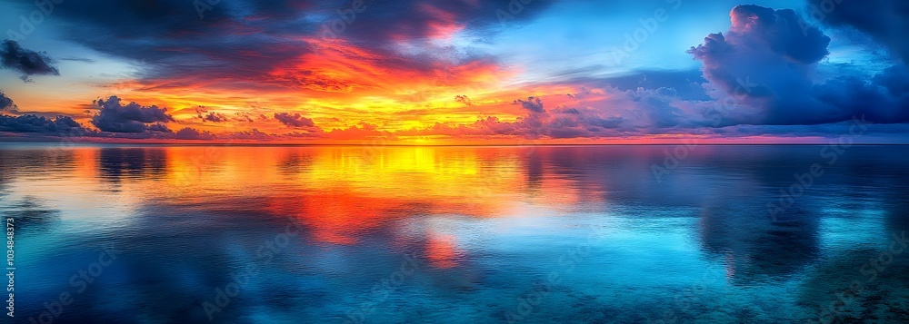 Vibrant Sunset Over a Serene Ocean Reflection Vibrant Sunset Over a Serene Ocean Reflection