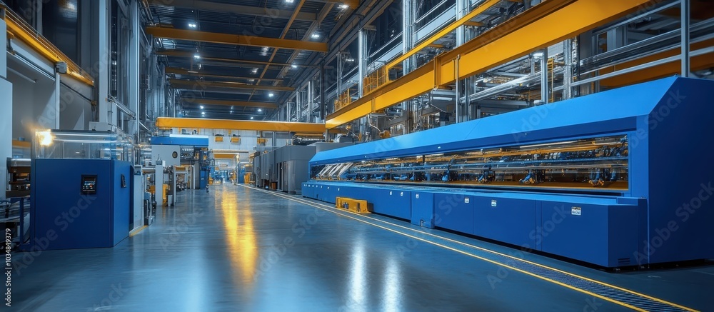 Modern Industrial Factory Interior with Advanced Machinery and Automated Systems in a High-Tech Manufacturing Facility Modern Industrial Factory Interior with Advanced Machinery and Automated Systems in a High-Tech Manufacturing Facility