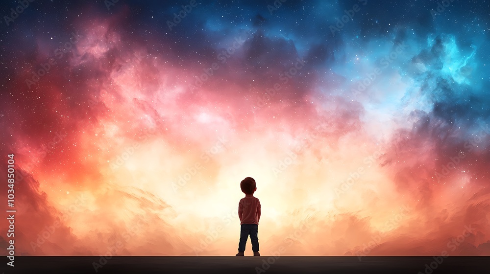 A child's journey into the cosmos exploring the boundless wonders of space and imagination in a vibrant cosmic landscape A child's journey into the cosmos exploring the boundless wonders of space and imagination in a vibrant cosmic landscape