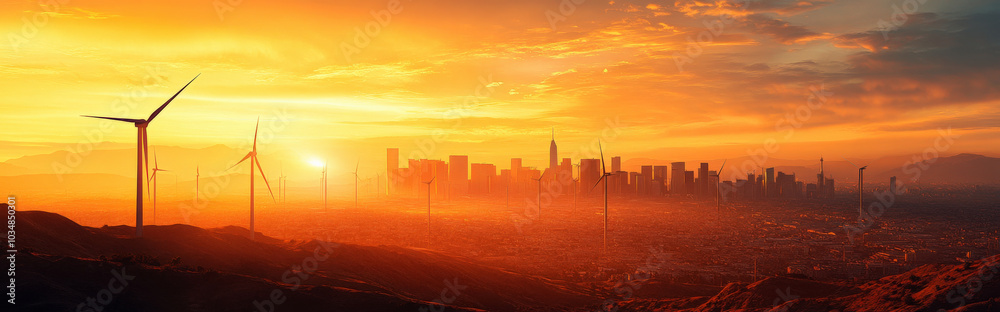 AI at the heart of an energy grid, powering a sprawling city with renewable energy