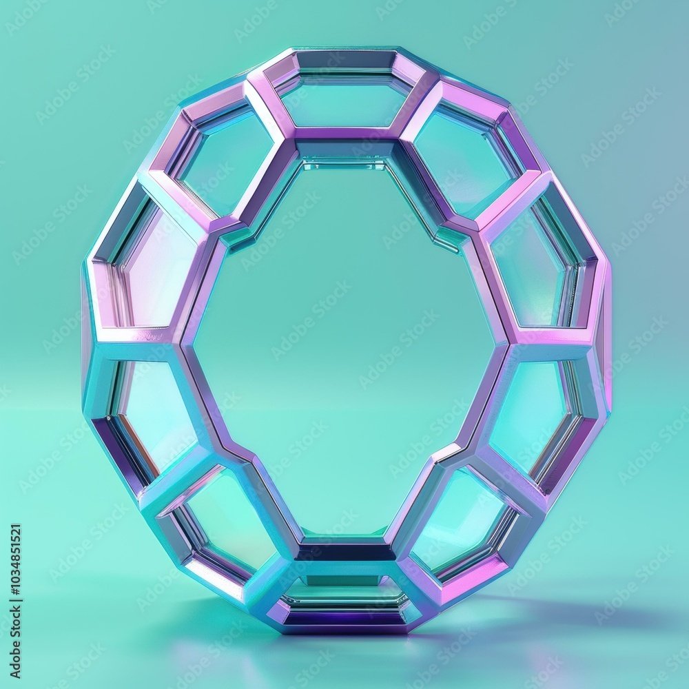 A geometric shape with iridescent colors. AI. A geometric shape with iridescent colors. AI.