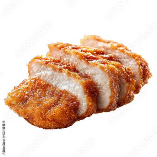 Tonkatsu isolated on a white background, showcasing its crispy golden crust and tender meat. cutout png