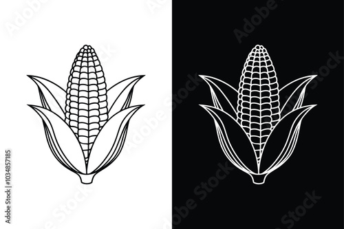 Corn, Wheat, and Oats Icons for Vegetarian & Vegan Themes. Harvest Symbols