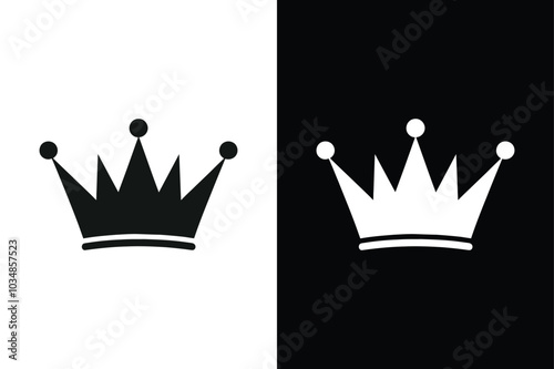 Crown Icon Black & White Vector. Royal Silhouette Collection