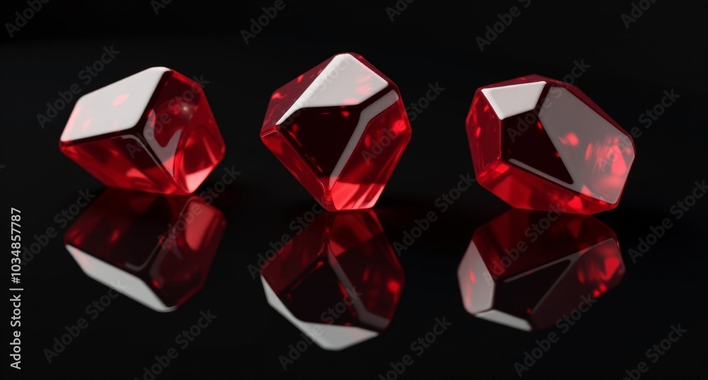 Burgundy translucent irregular polygons with smooth, mirror-like surfaces set against a dark background. A detailed, realistic 3D render in super HD quality. Burgundy translucent irregular polygons with smooth, mirror-like surfaces set against a dark background. A detailed, realistic 3D render in super HD quality.