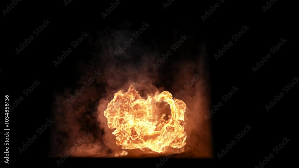 Fire toward camera on transparent background
3d rendering of fire explosion simulation with alpha channel (transparent background)
