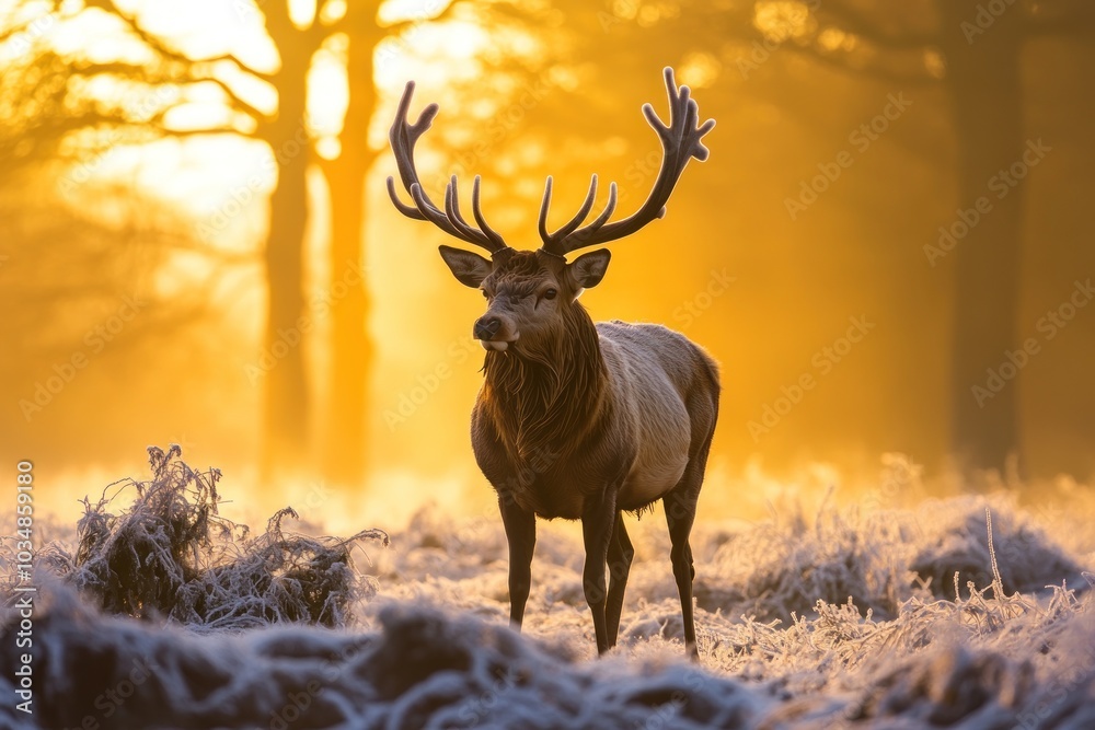 Majestic Deer in a Golden Sunrise Majestic Deer in a Golden Sunrise