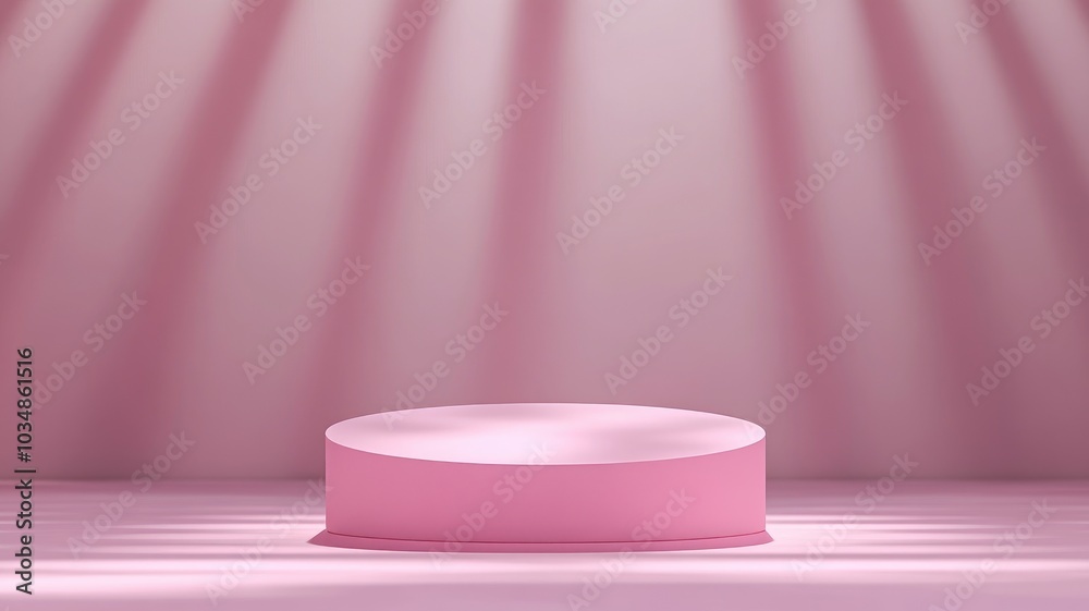 Pink Cylindrical Podium with Sun Rays Pink Cylindrical Podium with Sun Rays
