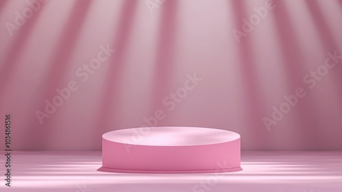 Pink Cylindrical Podium with Sun Rays