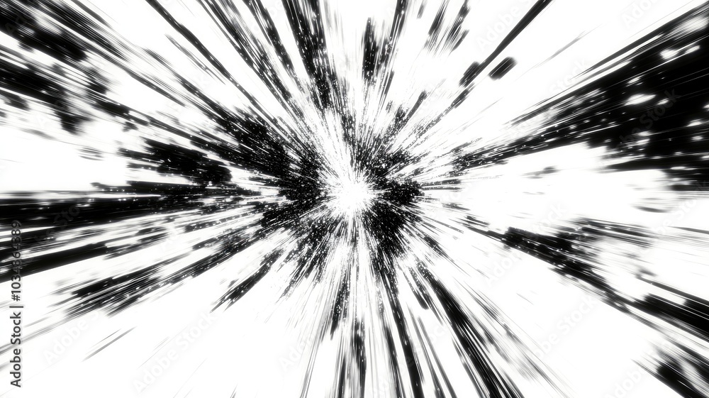 Abstract Black and White Radial Burst with Blurred Lines and Speckles Abstract Black and White Radial Burst with Blurred Lines and Speckles