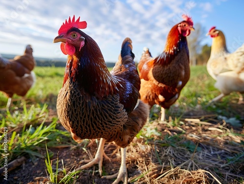 Close-Up of Chickens on a Farm