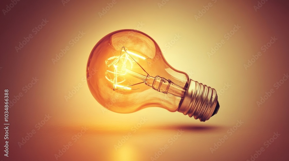 Glowing Lightbulb on Warm Background   Inspiration  Idea  Innovation
