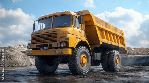 Yellow Dump Truck in a Construction Site