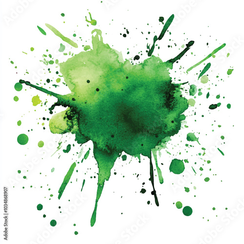 Green splash watercolor clipart illustration