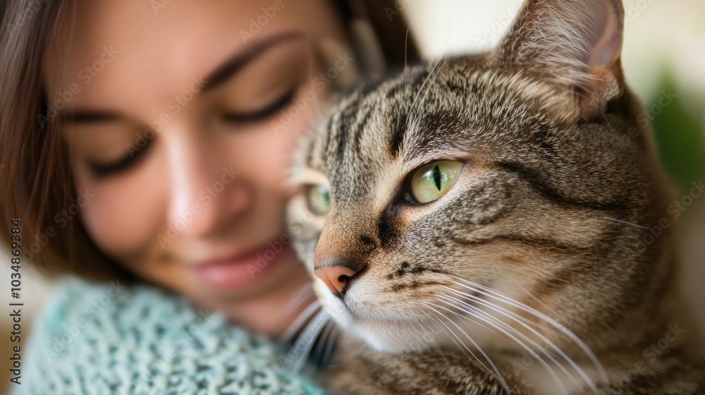 A cat behavior trainer working with a pet cat, addressing behavioral challenges like scratching or aggression, using gentle techniques to improve the cat behavior A cat behavior trainer working with a pet cat, addressing behavioral challenges like scratching or aggression, using gentle techniques to improve the cat behavior