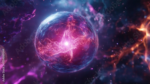 Plasma ball radiating vibrant energy within the depths of space