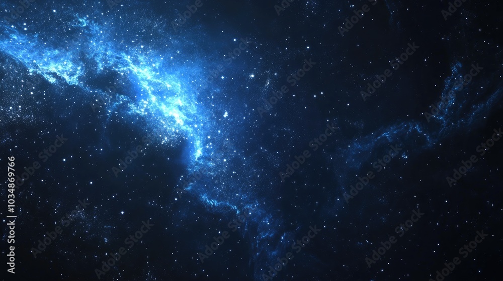 Fototapeta premium Blue dark night sky with numerous stars in a 3D cartoon rendering Space background