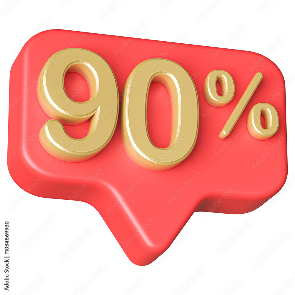 90 Percent Discount Red Number 3D Badge 90 Percent Discount Red Number 3D Badge
