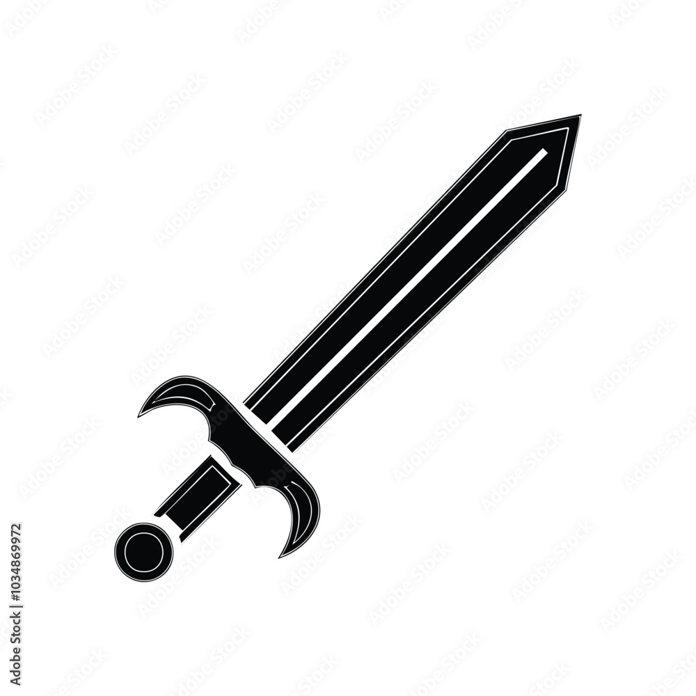 Black Sword Weapon Silhouette Vector Illustration for Logos Black Sword Weapon Silhouette Vector Illustration for Logos