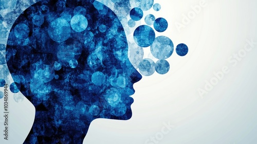 Silhouette of a head featuring a bubble graphic for illustrating speech concepts