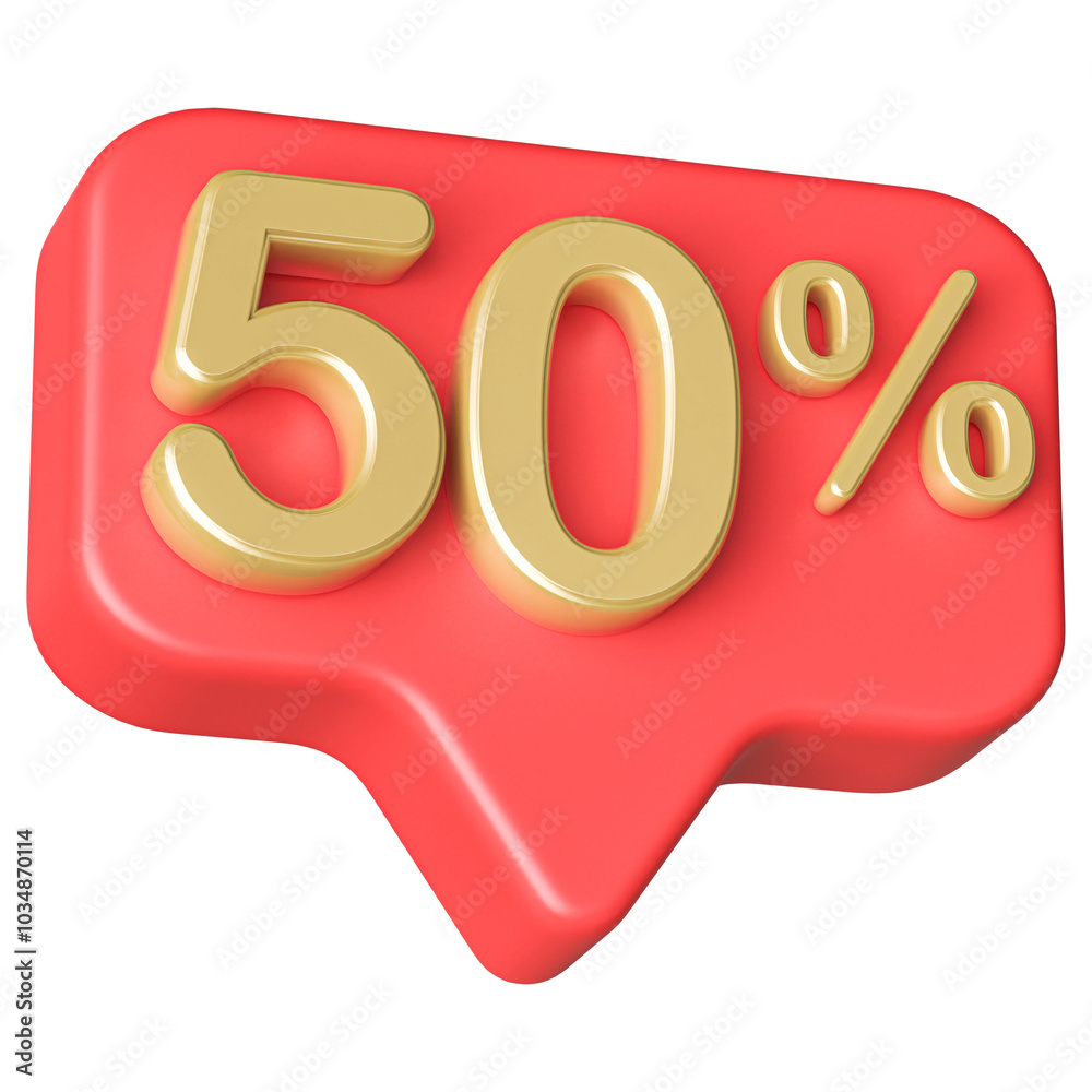 50 Percent Discount Red Number 3D Badge 50 Percent Discount Red Number 3D Badge
