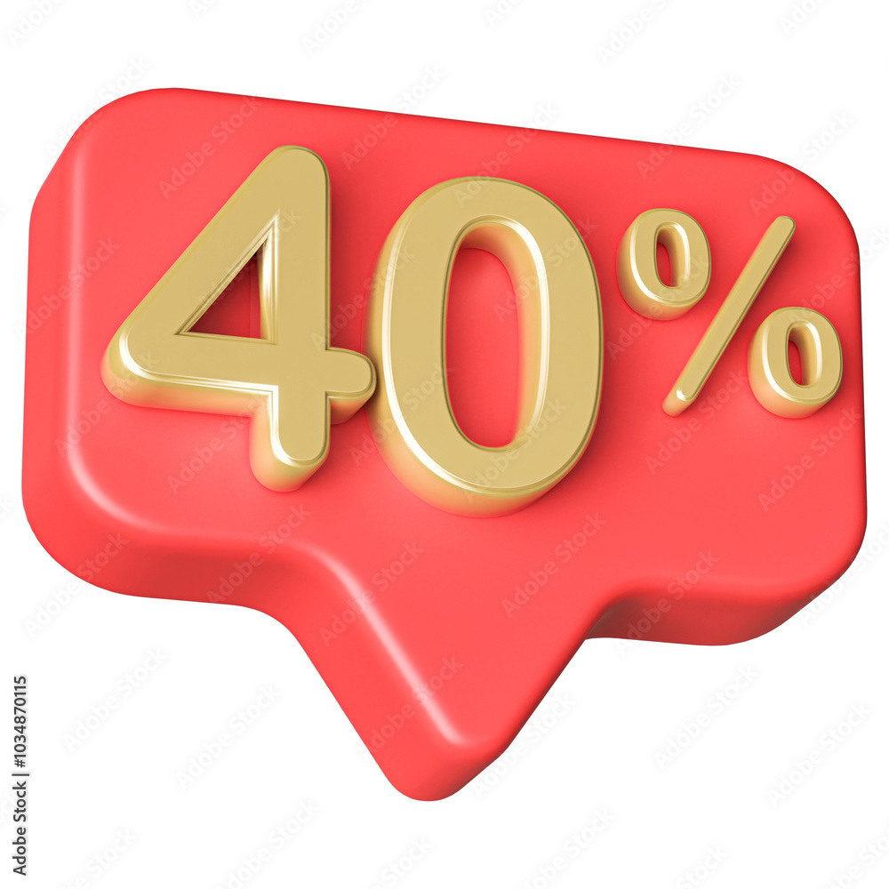 40 Percent Discount Red Number 3D Badge 40 Percent Discount Red Number 3D Badge