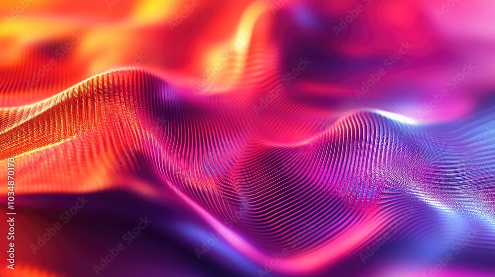 Abstract Wavy Surface with Neon-Colored Stripes Abstract Wavy Surface with Neon-Colored Stripes