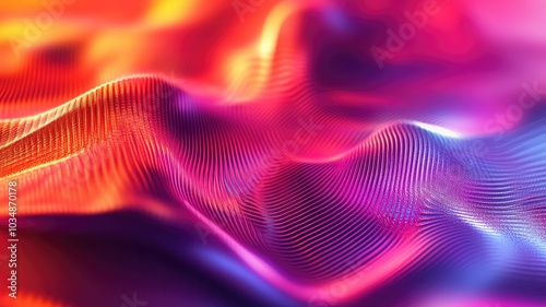 Abstract Wavy Surface with Neon-Colored Stripes