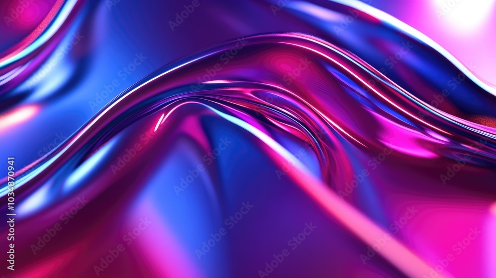 Abstract Wavy Surface with Vivid Blue and Pink Gradient