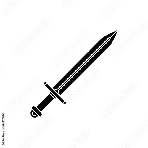Classic Sword Silhouette Icon Vector Graphic for Games