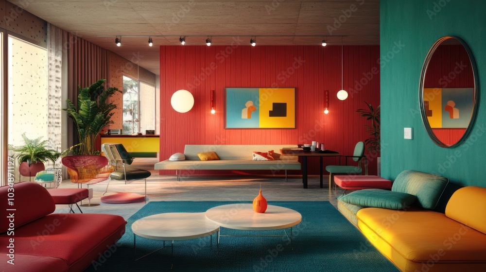 Modern Living Room with Bold Colors