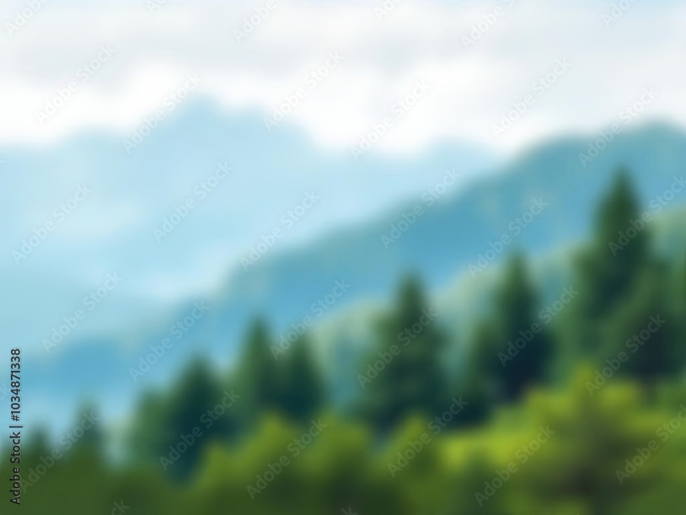 Blurred Mountain Landscape with Forest in the Foreground
Blurred Mountain Landscape with Forest in the Foreground