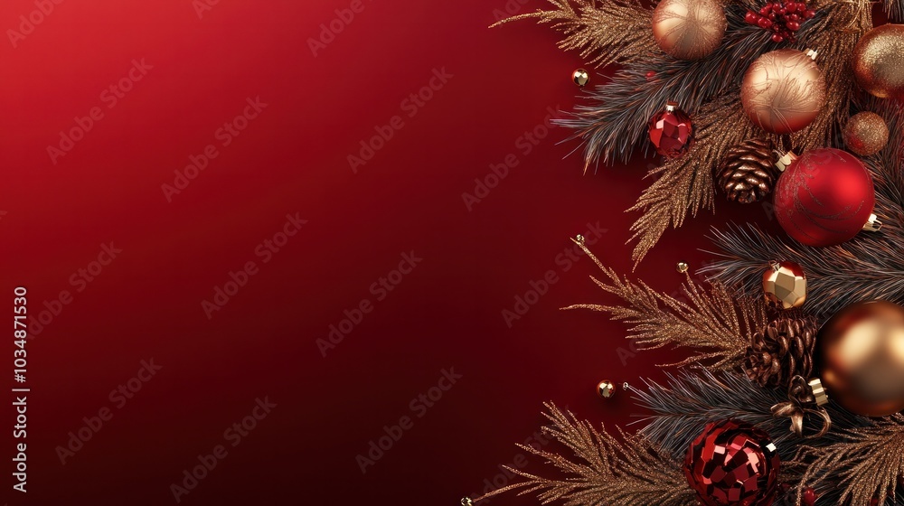 A festive red and gold holiday background, featuring a luxurious combination of rich red tones and golden holiday decorations, perfect for conveying warmth and celebration