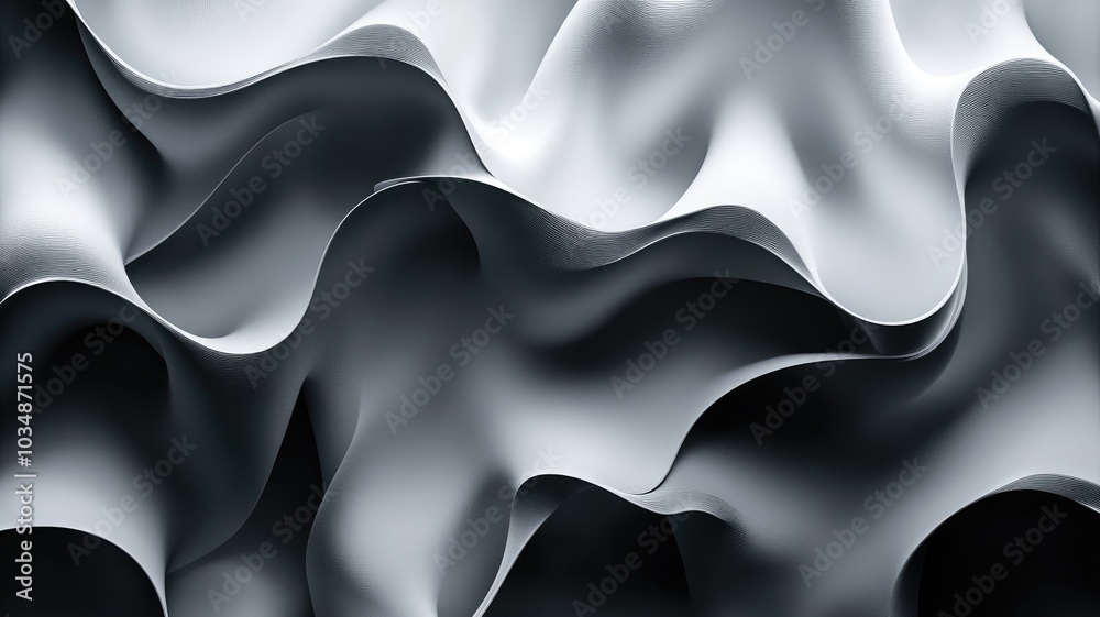 Abstract 3D Render of Wavy Surface with Textured Stripes Abstract 3D Render of Wavy Surface with Textured Stripes