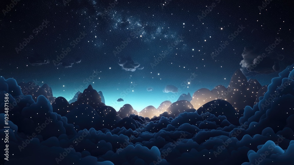 3D cartoon depiction of the Night Sky and Milky Way 3D cartoon depiction of the Night Sky and Milky Way