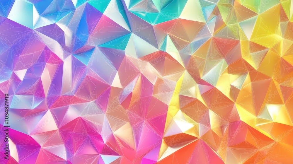Low poly isometric geometric pattern featuring a glossy glitch effect Low poly isometric geometric pattern featuring a glossy glitch effect