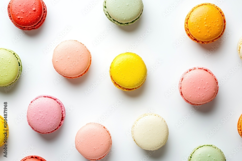 Colorful Macarons on White Background Colorful Macarons on White Background