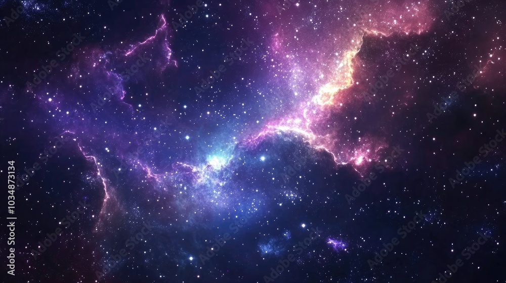 Obraz premium High definition star field with colorful night sky and space nebula showcasing 3D cartoon rendering of galaxies Astronomy concept background
