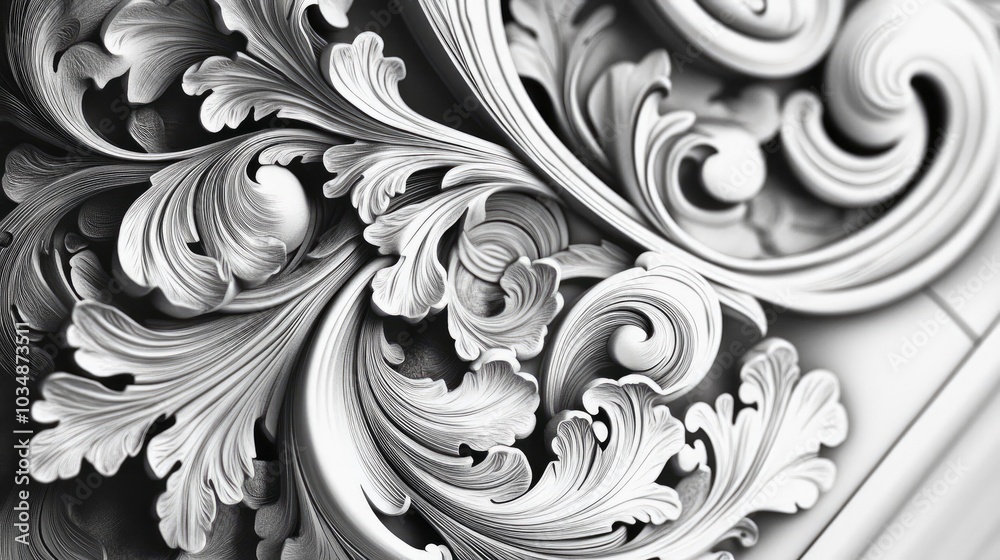 Ornate black and white decorative artwork Ornate black and white decorative artwork