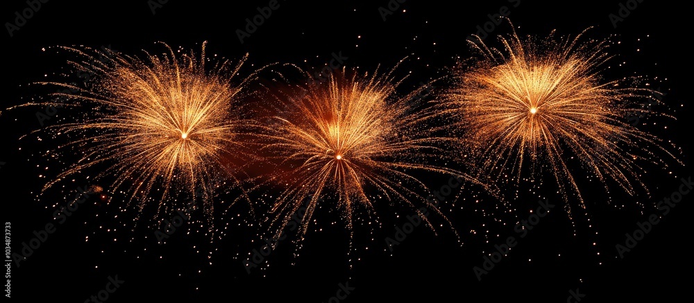 Naklejka premium Exploding Fireworks In The Night Slow Shutter Mode