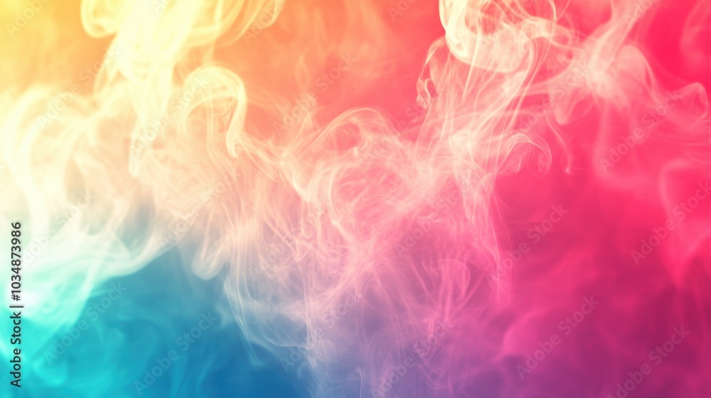 Fototapeta premium A vibrant swirl of colorful smoke in shades of blue, pink, and orange, creating an ethereal and artistic atmosphere.