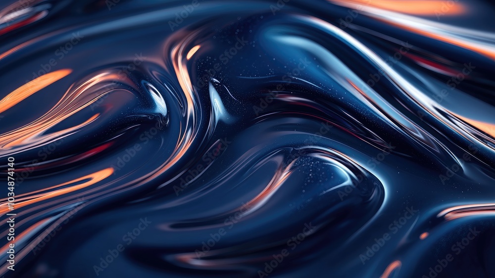 Abstract Swirling Liquid with Orange Highlights Abstract Swirling Liquid with Orange Highlights