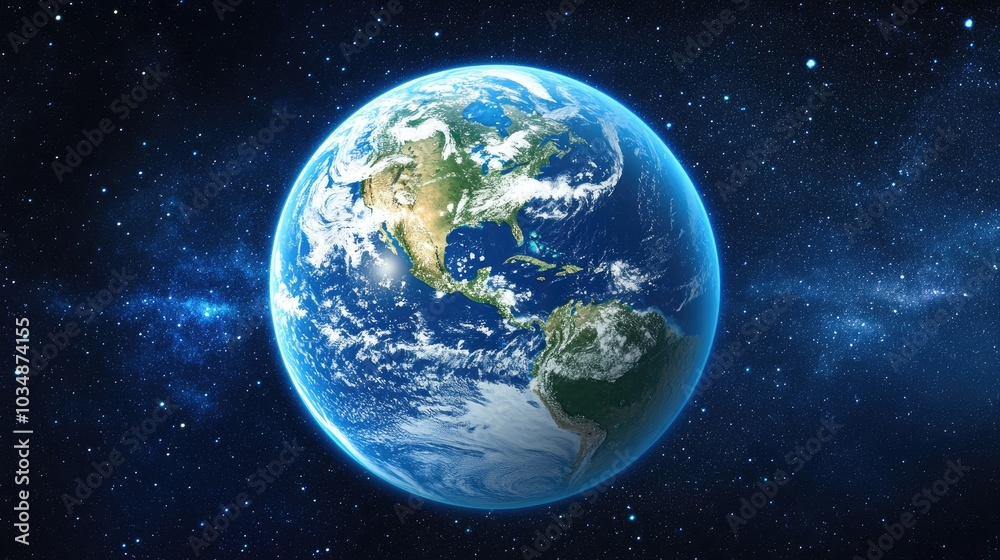 Cartoon rendering in 3D of the Earth from outer space Cartoon rendering in 3D of the Earth from outer space