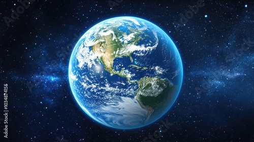 Cartoon rendering in 3D of the Earth from outer space