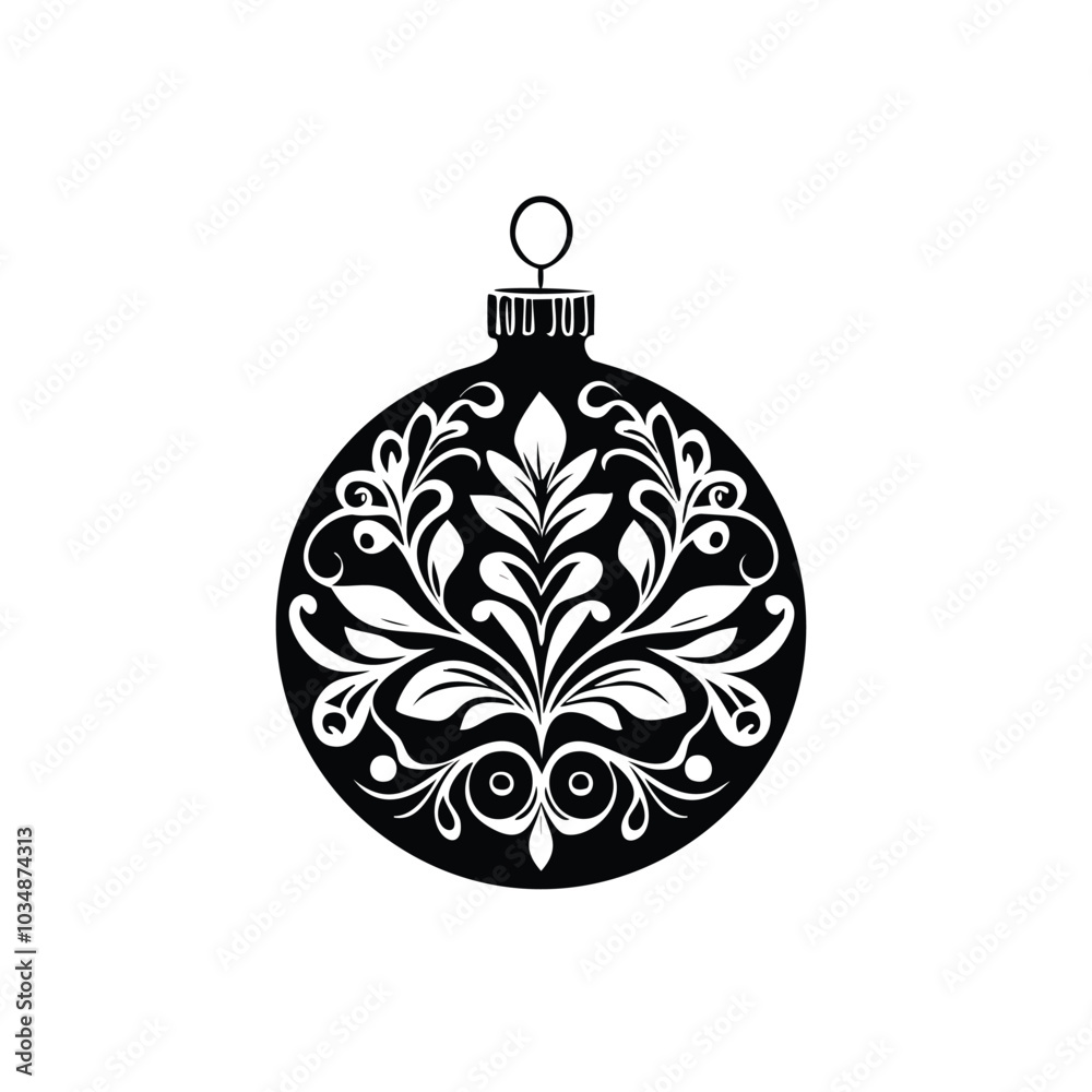 Whimsical Christmas Ornament Bulb Silhouette Vector in Doodle Style Whimsical Christmas Ornament Bulb Silhouette Vector in Doodle Style