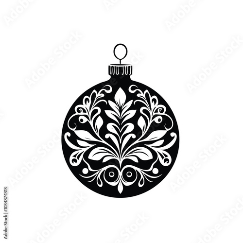 Whimsical Christmas Ornament Bulb Silhouette Vector in Doodle Style photo