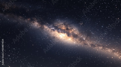 3D cartoon depiction of stars in the Milky Way and a night sky captured with a wide angle lens